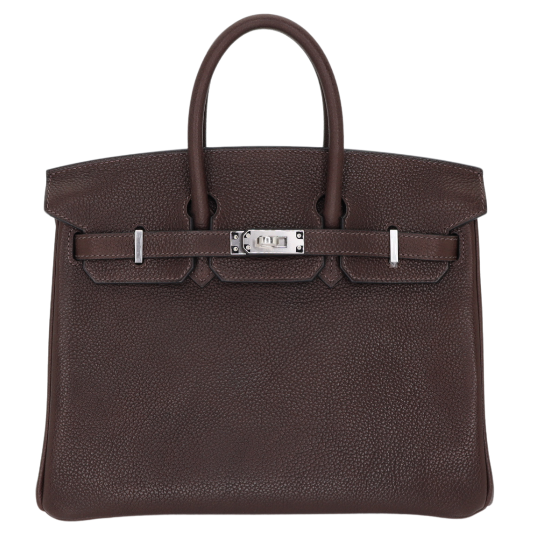 Hermes25cm Birkin Ebene Barenia Faubourg Palladium Hardware