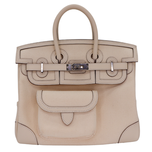 Hermes25cm Birkin Cargo Nata Canvas/ Swift Leather Palladium Hardware