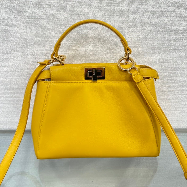 Fendi Peekaboo Mini 2way Leather Bag Yellow