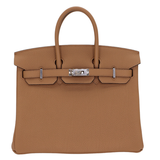 Hermes25cm Birkin Chai Togo Leather Palladium Hardware