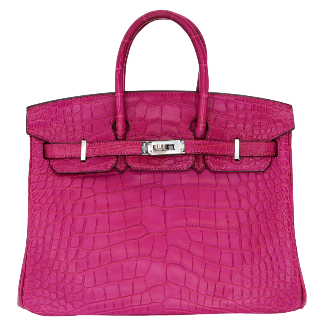 Hermes25cm Birkin Rose Scheherazade Matte Alligator Palladium Hardware