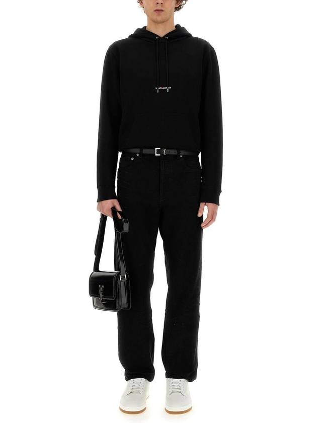 Luxury Saint Laurent Trending 2026 Men's Chest Small Logo Hoodie Black
