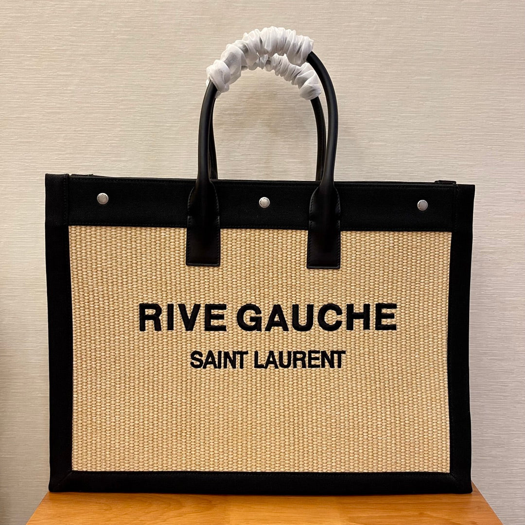 Yves Saint Laurent Rive Gauche Tote Bag In Raffia