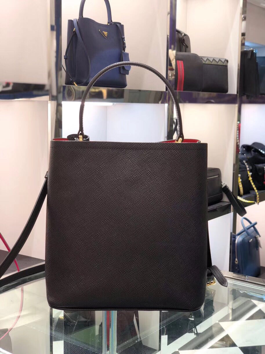 Prada Black Saffiano South Double Medium Bag