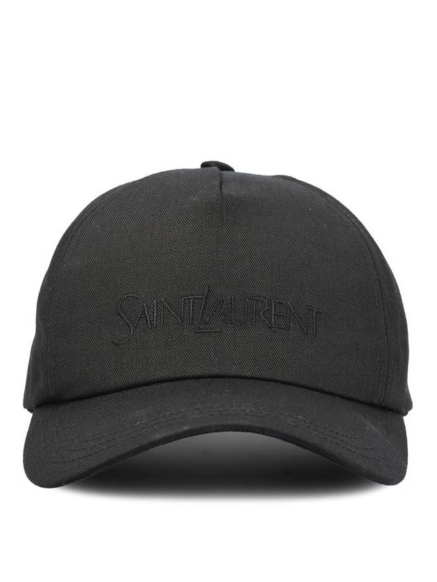 Luxury Saint Laurent Trending 2026 Embroidered Logo Gabardine Weave Cotton Ball Cap Black