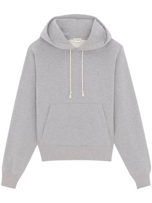 Luxury Saint Laurent Trending 2026 Cassandre Organic Cotton Hoodie Grey