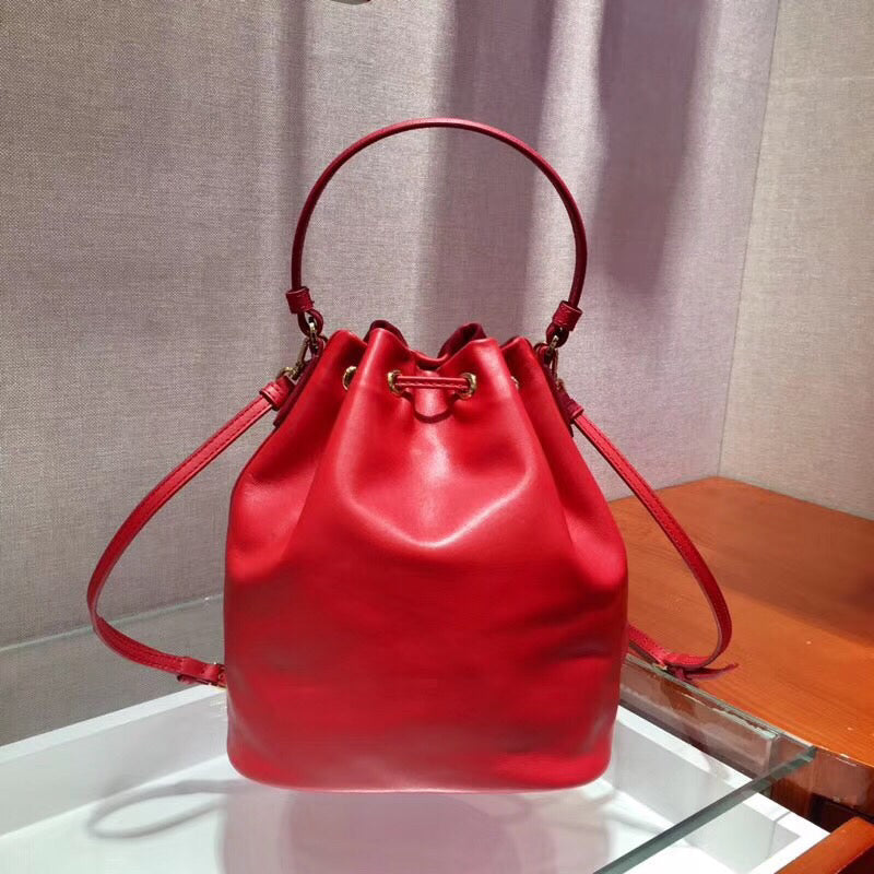 Prada Bucket Bag In Red Calfskin