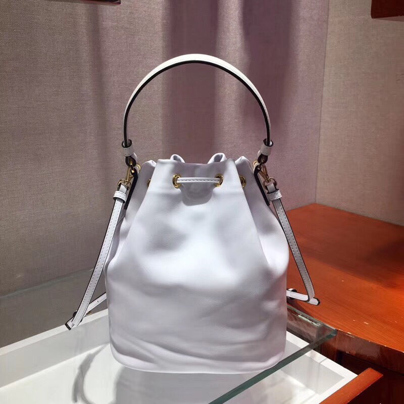 Prada Bucket Bag In White Calfskin