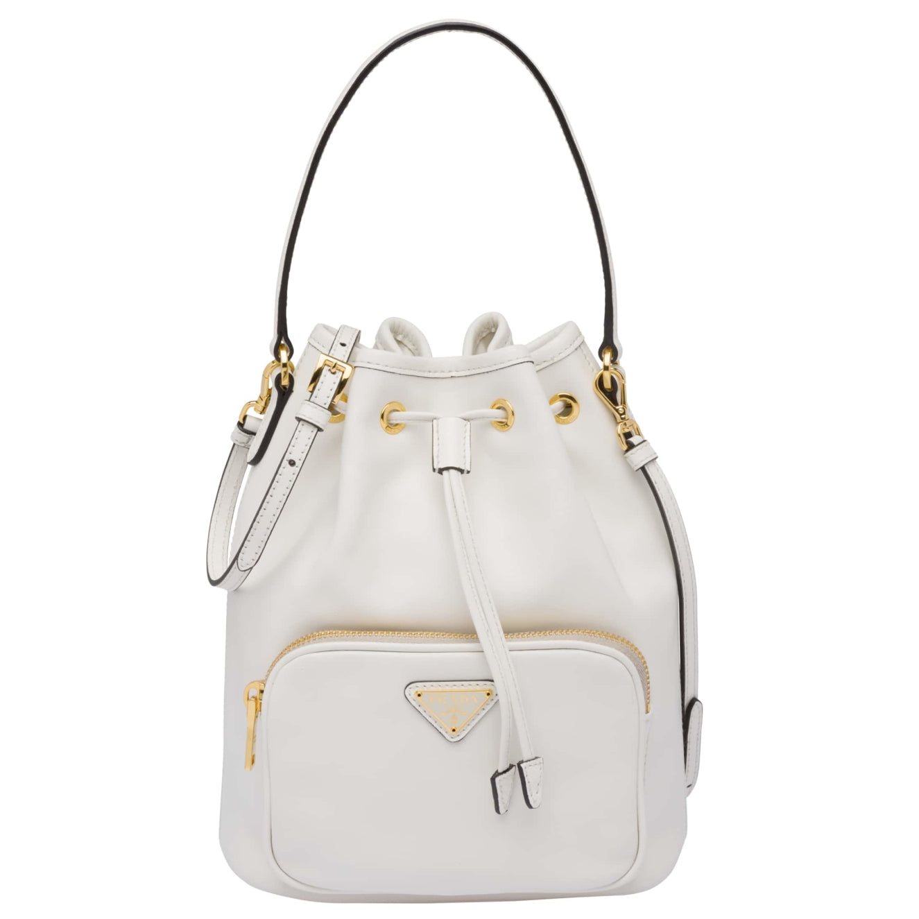 Prada Bucket Bag In White Calfskin