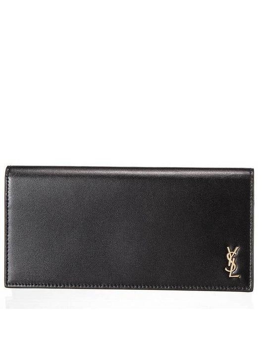 Luxury Saint Laurent Trending 2026 Tiny Monogram Leather Long Wallet Black