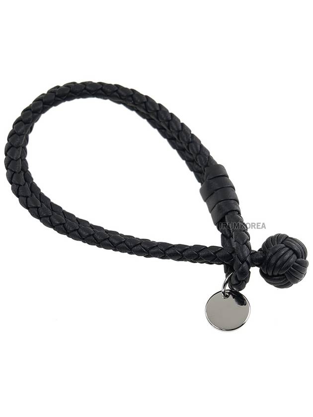 Luxury Bottega Veneta Intrecciato Double Leather Bracelet Black