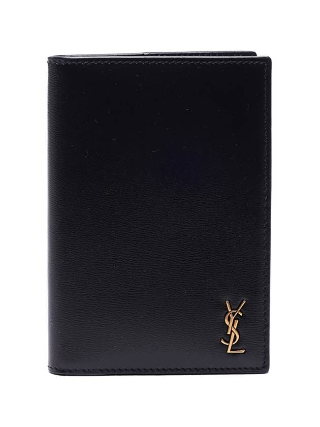 Luxury Saint Laurent Trending 2026 Monogram Logo Card Passport Wallet Black