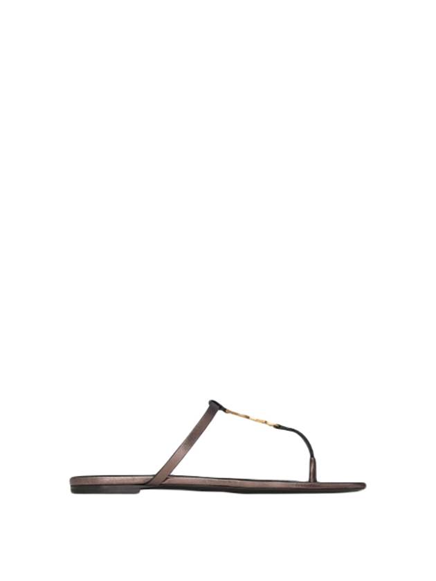 Luxury Saint Laurent Trending 2026 Cassandra Slide Leather Flip Flops Brown
