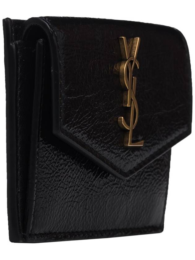 Luxury Saint Laurent Trending 2026 Logo Monogram Calfskin Card Wallet Black