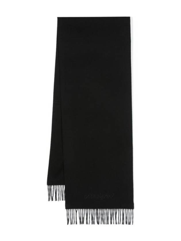 Luxury Saint Laurent Trending 2026 Embroidered Logo Cashmere Muffler Black