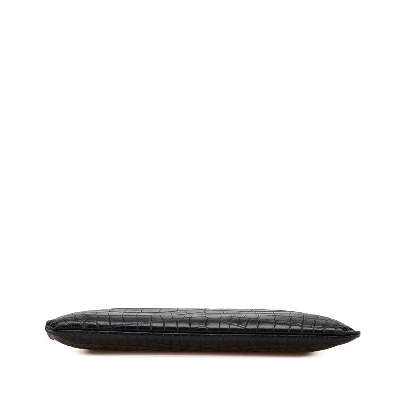 Saint Laurent Crocodile Embossed Leather Clutch Bag