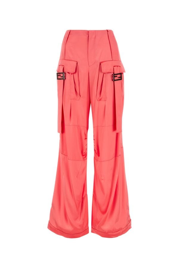 Fendi Woman Fluo Pink Satin Cargo Pant