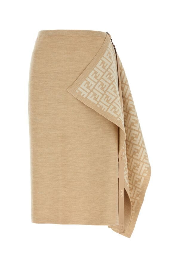 Fendi Woman Camel Wool Blend Skirt