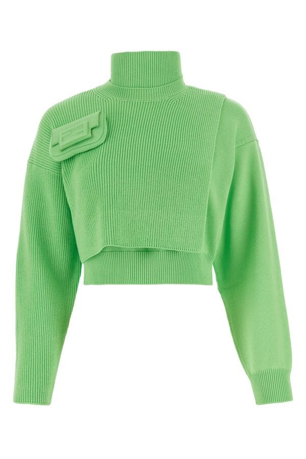 Fendi Woman Light Green Stretch Cotton Sweater