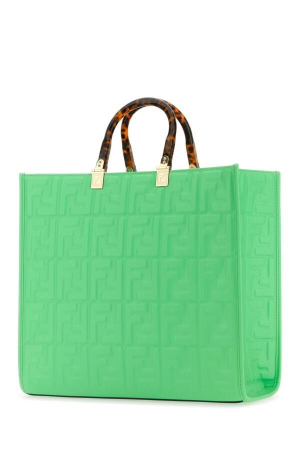 Fendi Woman Green Leather Medium Sunshine Shopping Bag