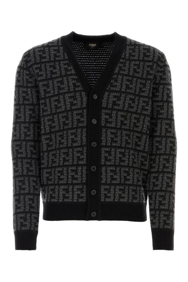 Fendi Man Embroidered Cashmere Cardigan