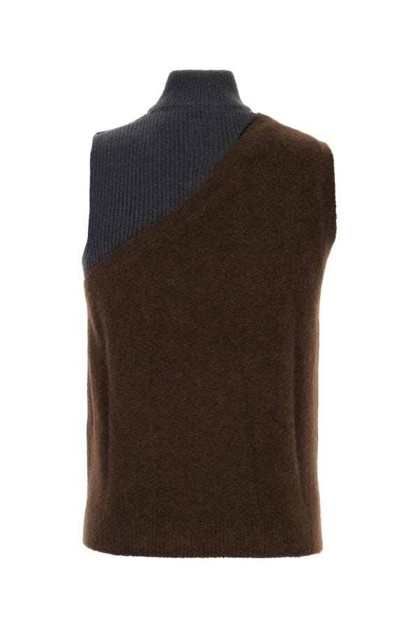 Fendi Man Two-Tone Stretch Wool Blend Vest