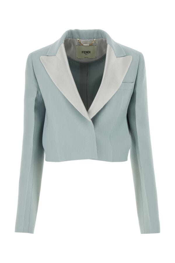 Fendi Woman Powder Blue Wool Blend Blazer