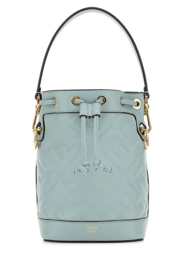 Fendi Woman Light Blue Leather Mon Tresor Bucket Bag