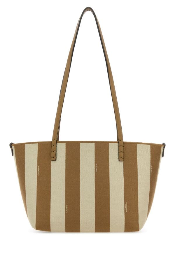 Fendi Woman Embroidered Fabric Small Roll Reversible Shopping Bag