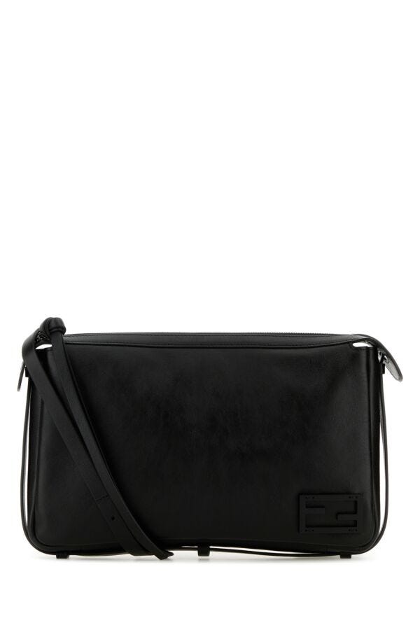 Fendi Woman Black Leather Medium Simply Fendi Shoulder Bag