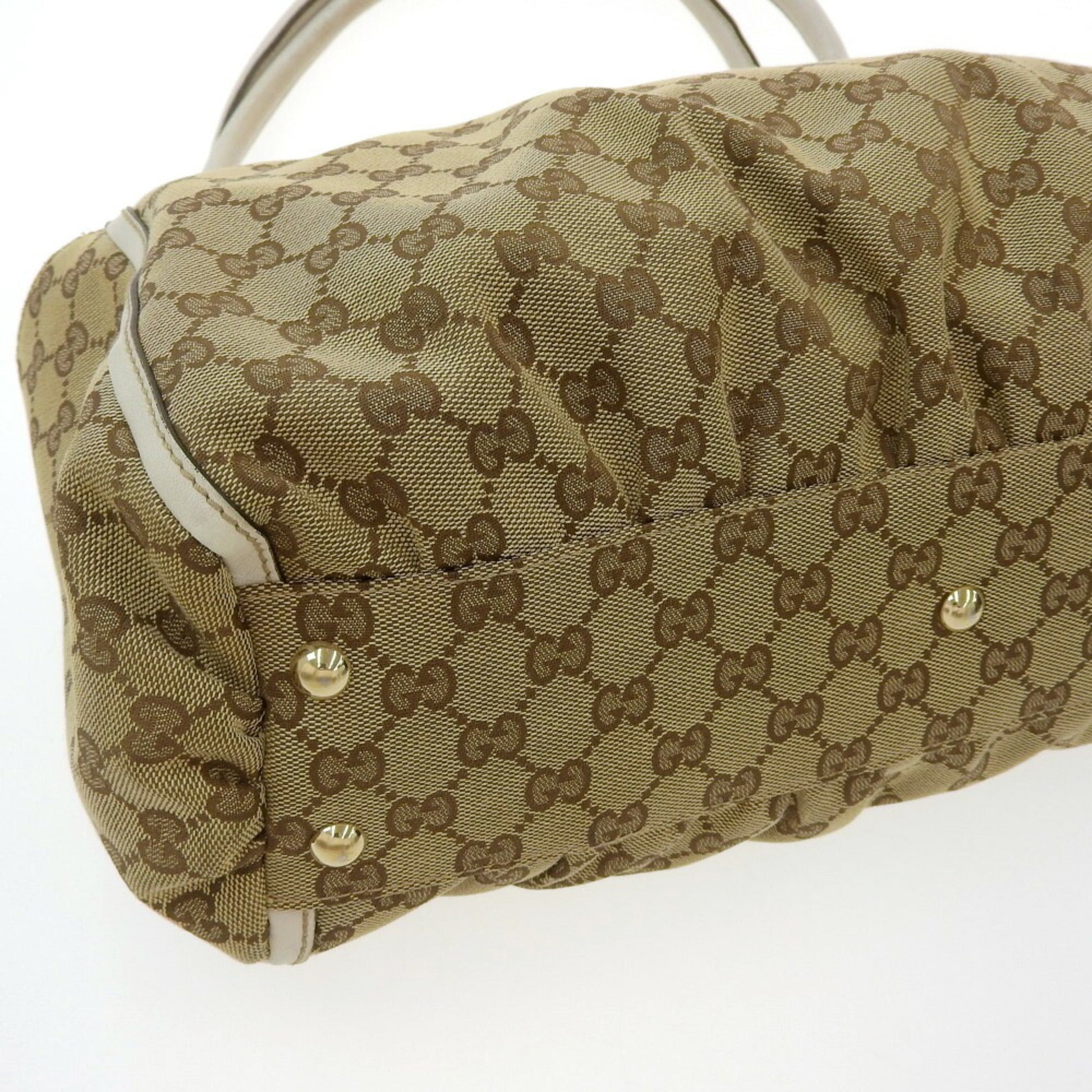Gucci Brown Leather Canvas Tote Style 44
