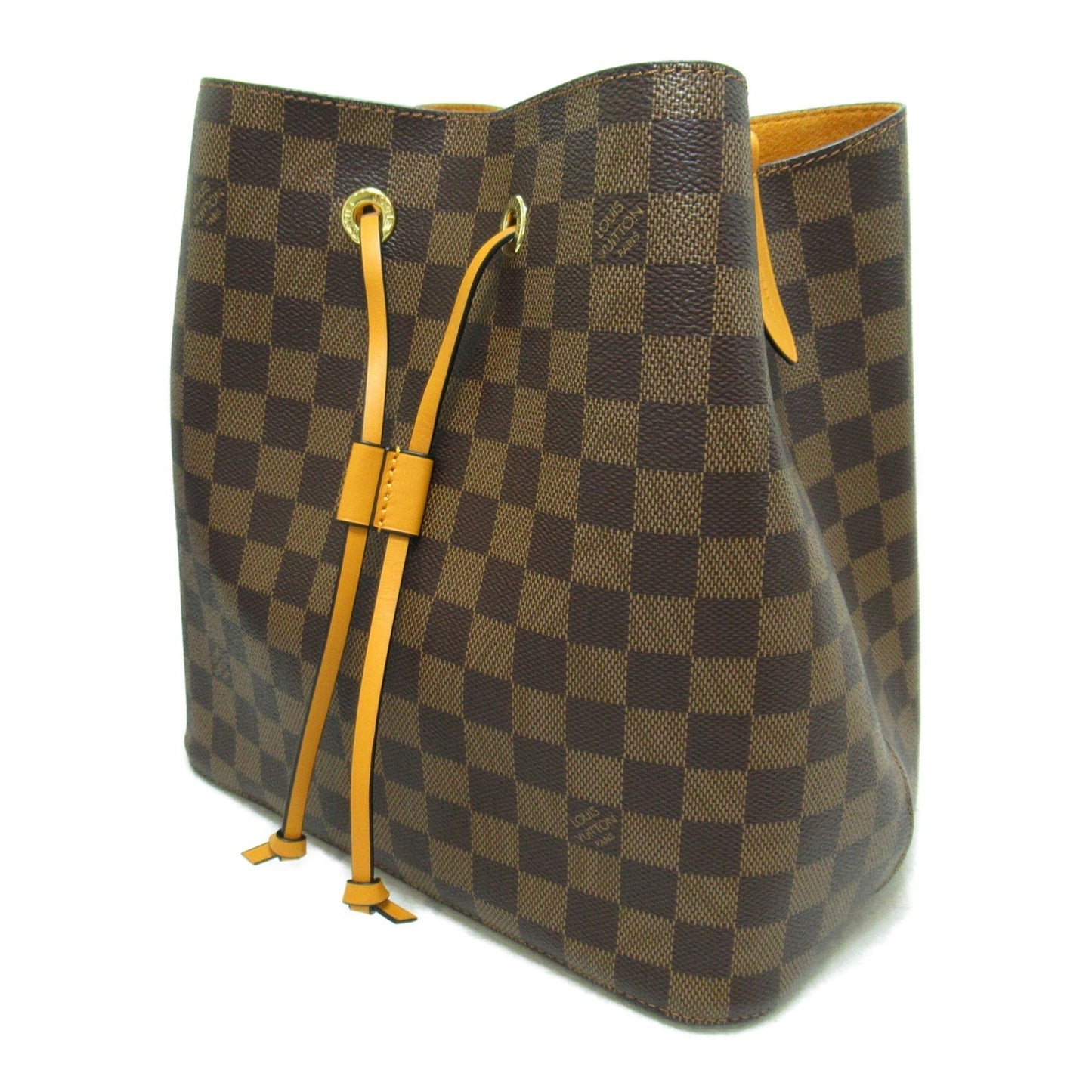 LOUIS VUITTON Neo Noe Shoulder Bag Brown Ebene Saffron Damier PVC coated canvas