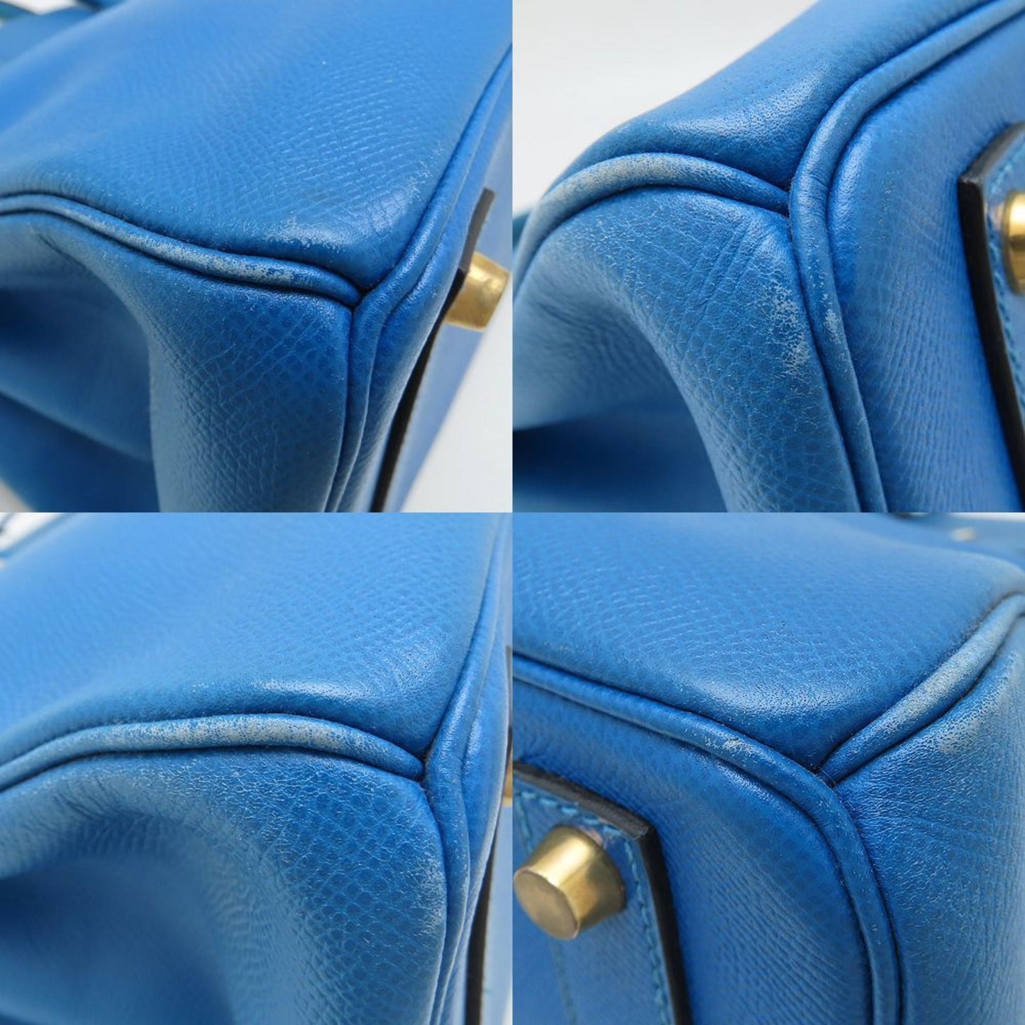 Hermes Haute A Courroies Blue Courchevel Leather Handbag ( )