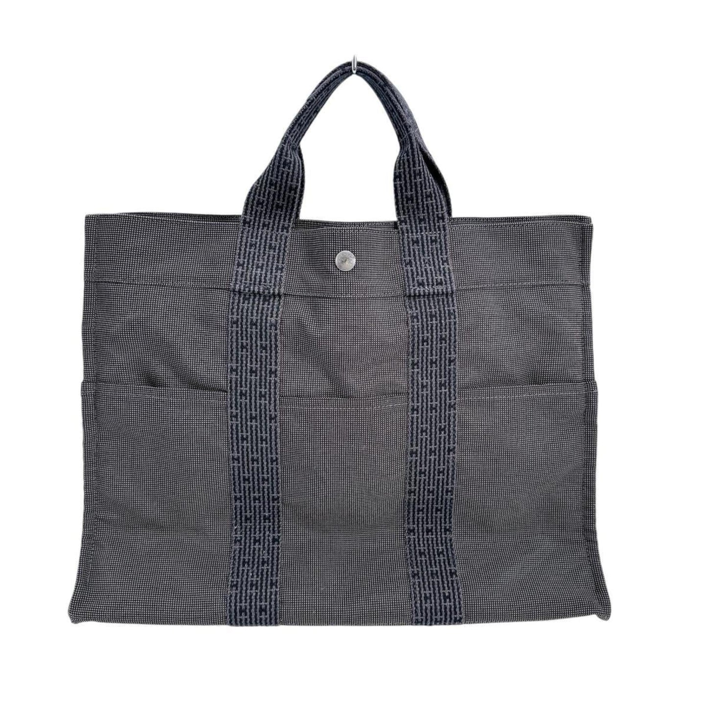 Hermes Gray Canvas Handbag Tote Bag ( )