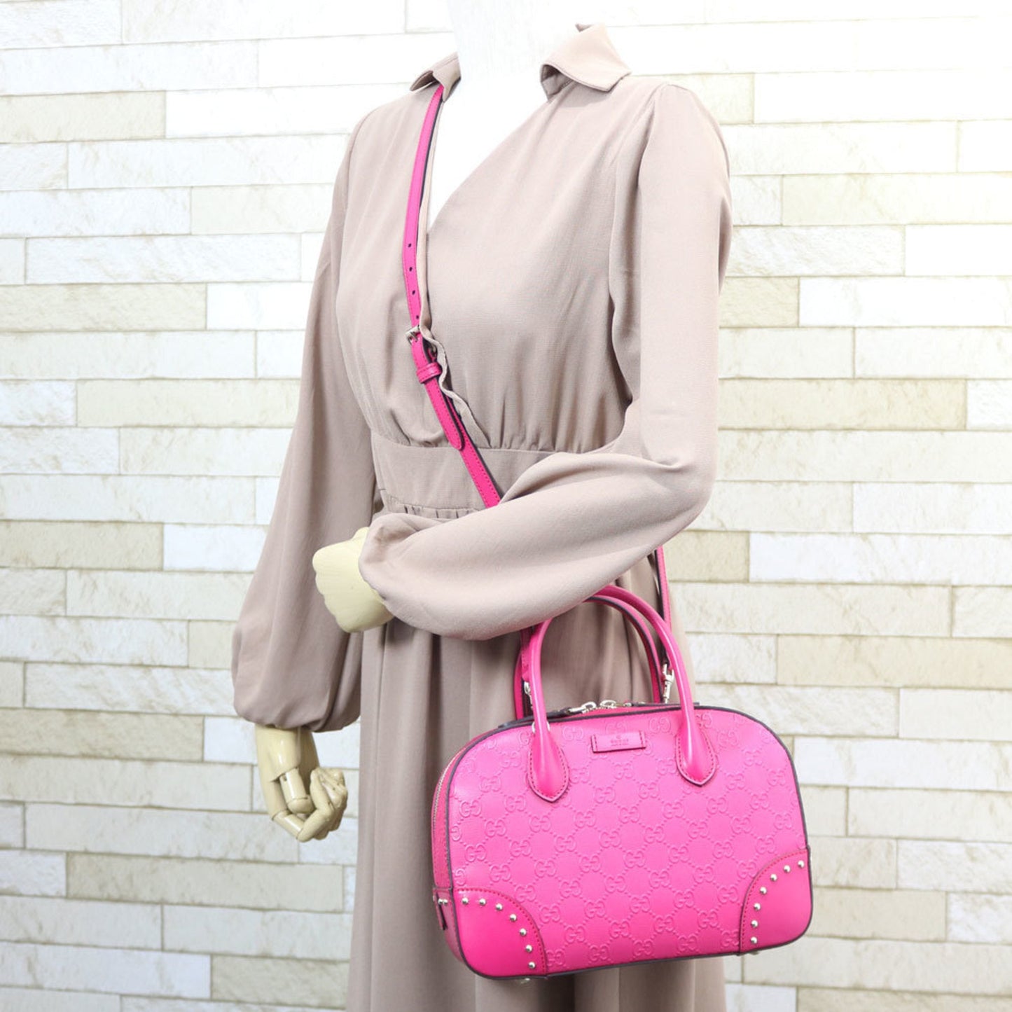 Gucci Pink Leather Shoulder Bag Style 4