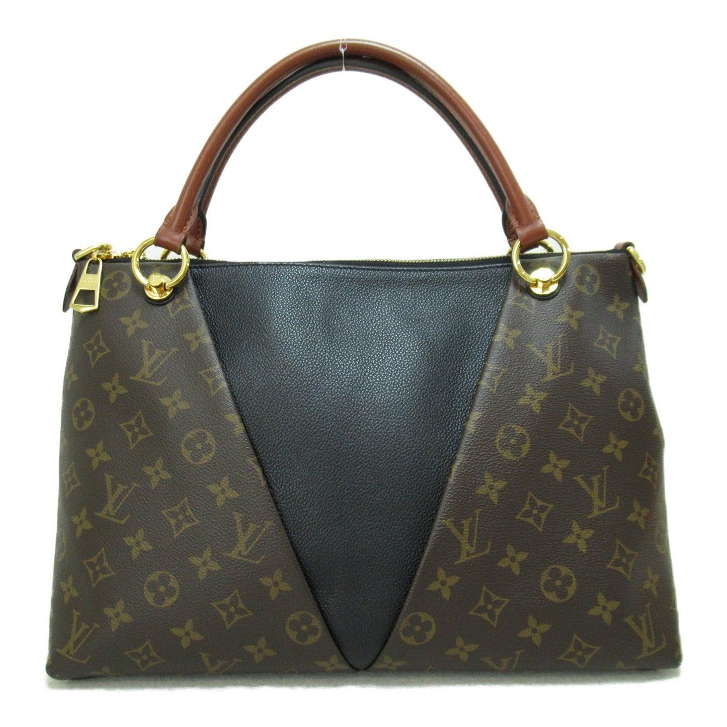 Louis Vuitton V Tote MM Shoulder Bag Brown Black Monogram PVC coated canvas