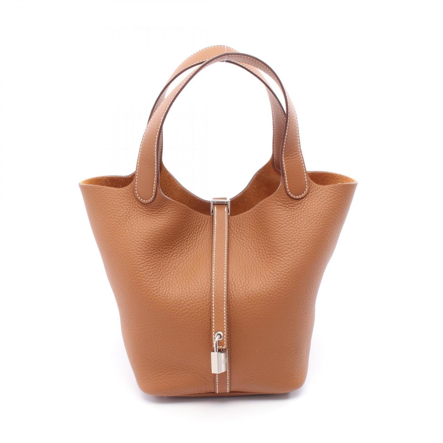 Hermes Brown Gold Taurillon Clemence Leather Handbag ( )