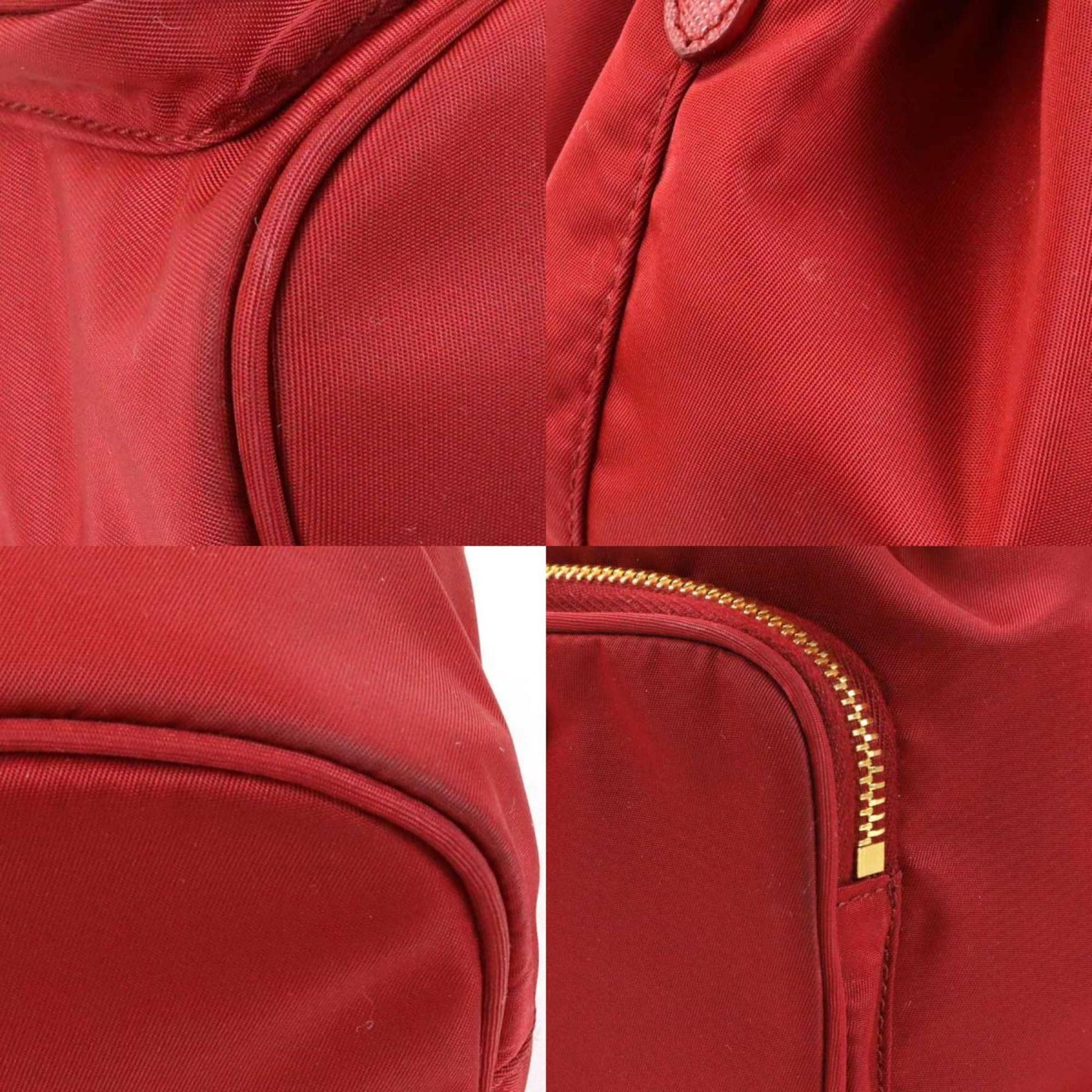 Prada Crossbody Shoulder Bag HandBag Nylon Red Ladies