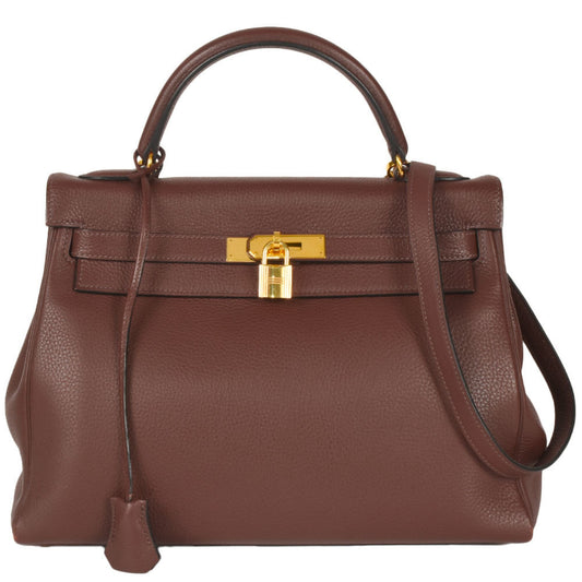 Hermes Brown Togo Leather Handbag ( )