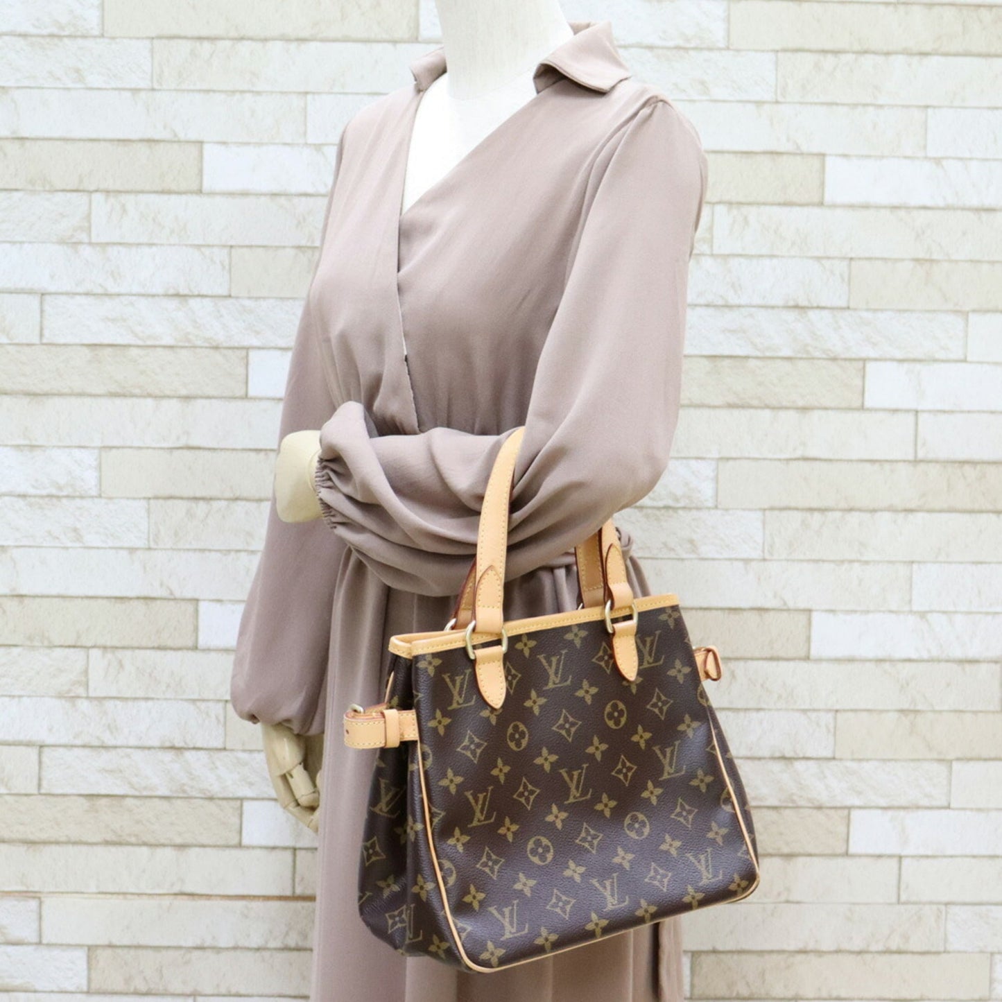 Louis Vuitton Handbag Monogram Batignolles Brown Women's Canvas