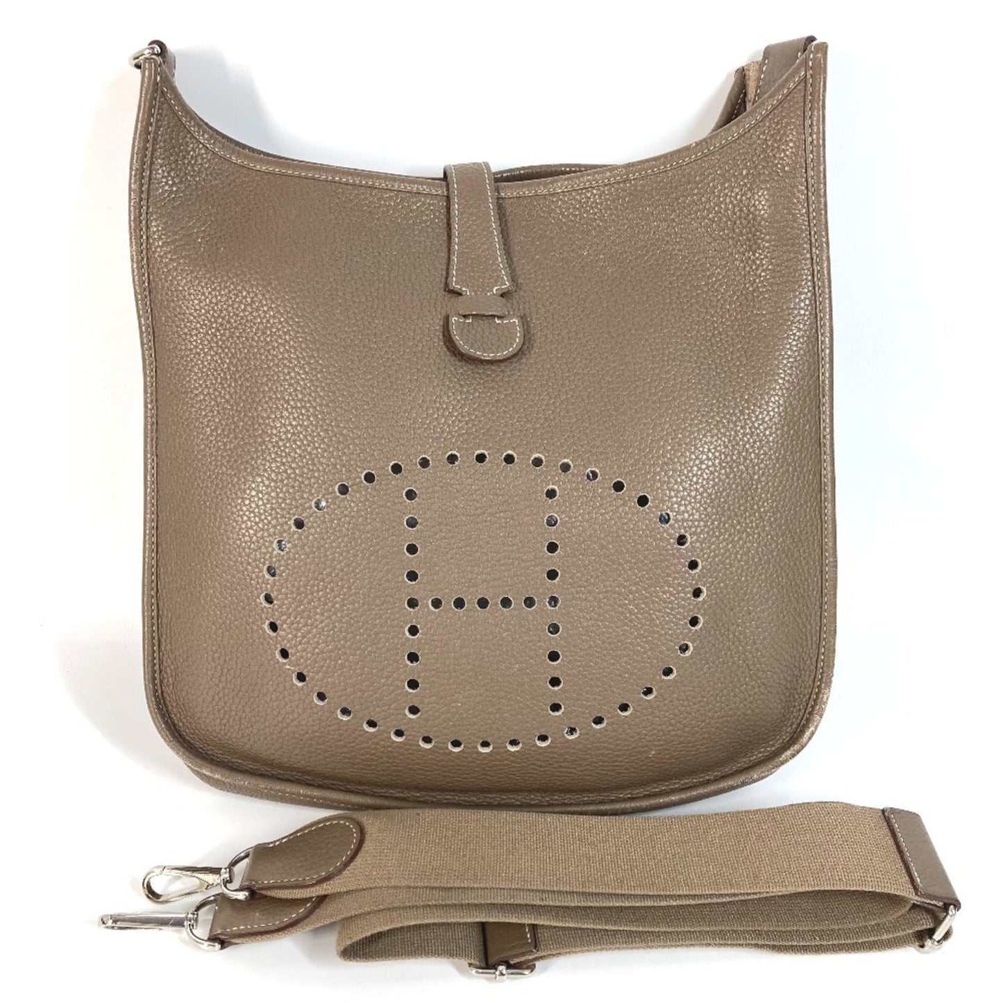 Hermes Etoupe Gray Gray Taurillon Clemence Leather Shoulder Bag ( )