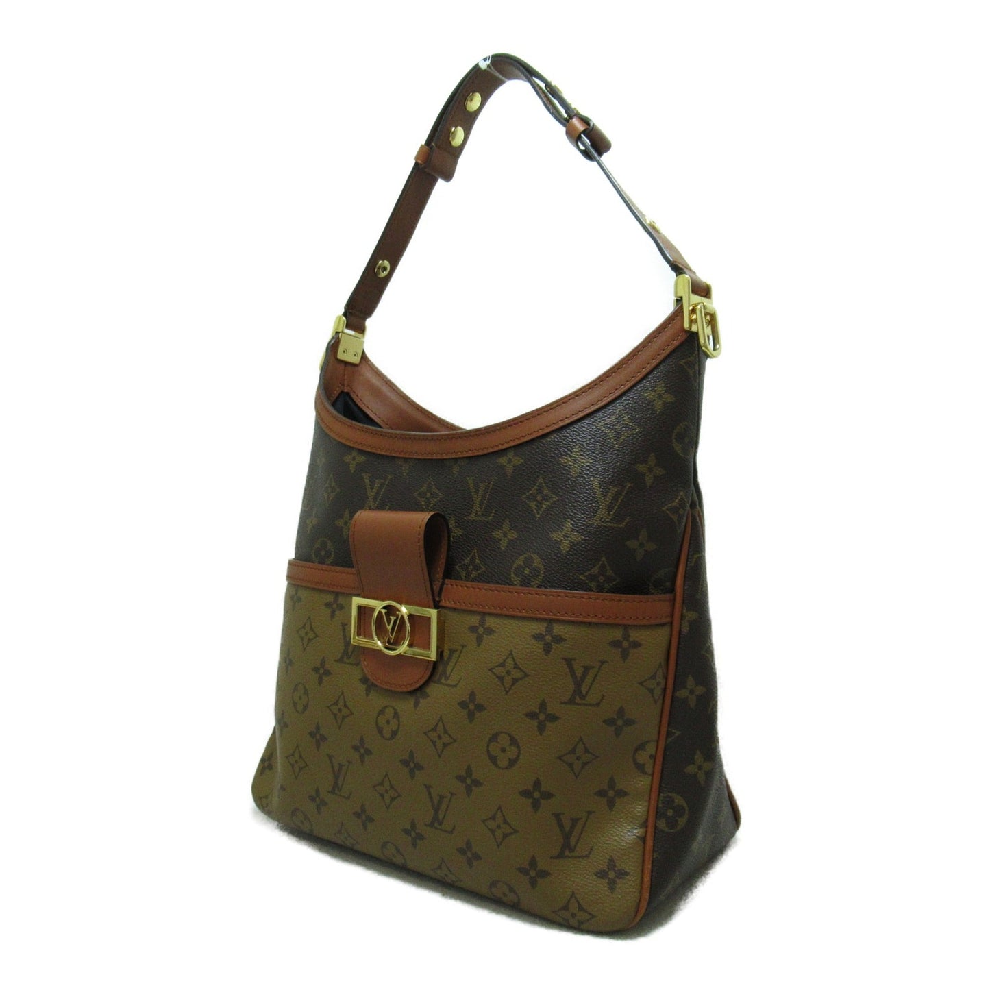 LOUIS VUITTON Hobo Dauphine MM Shoulder Bag Brown Black Monogram Reverse PVC coated canvas