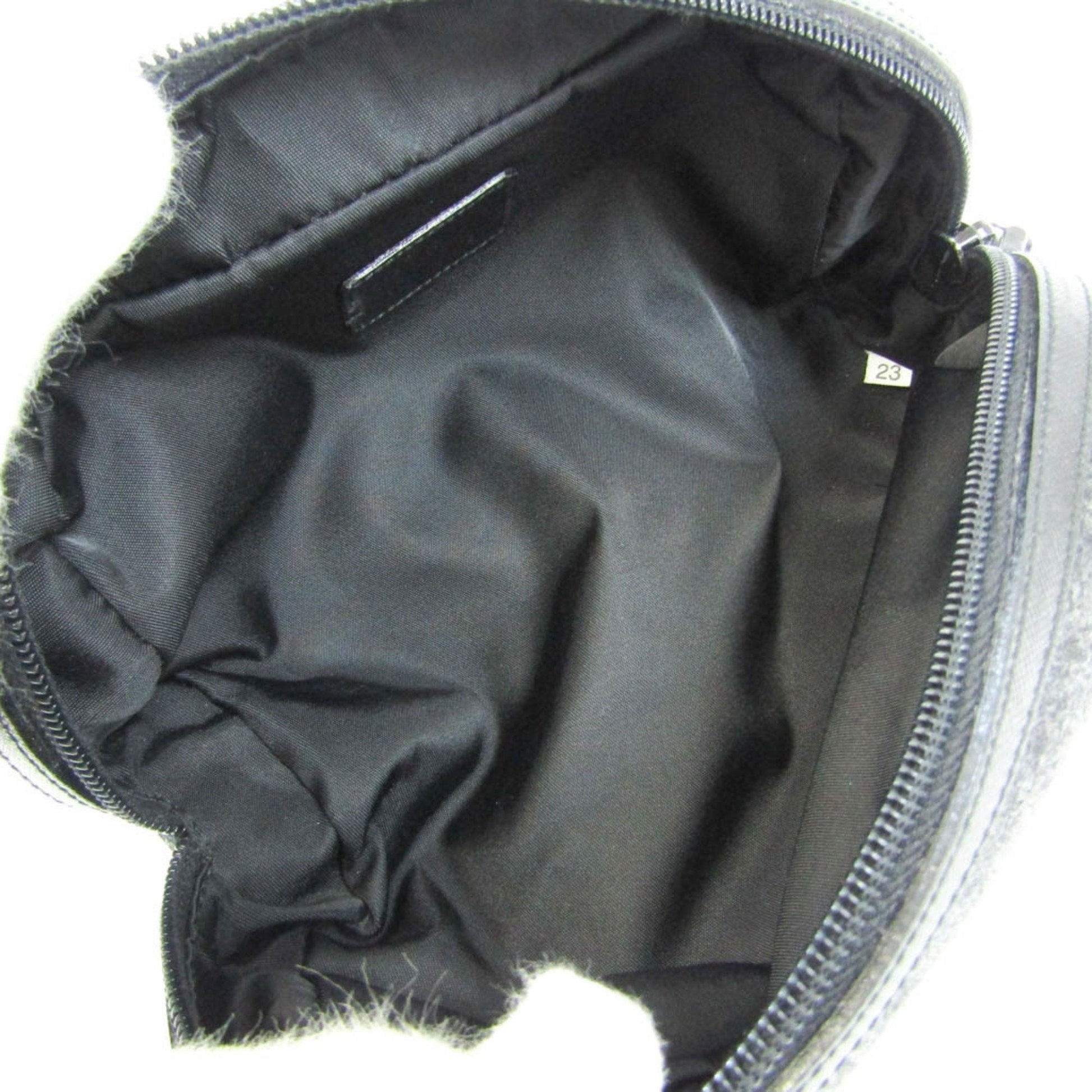 Prada Women,Men Leather,Felt Pouch Black,Dark Gray Luxury Handbag