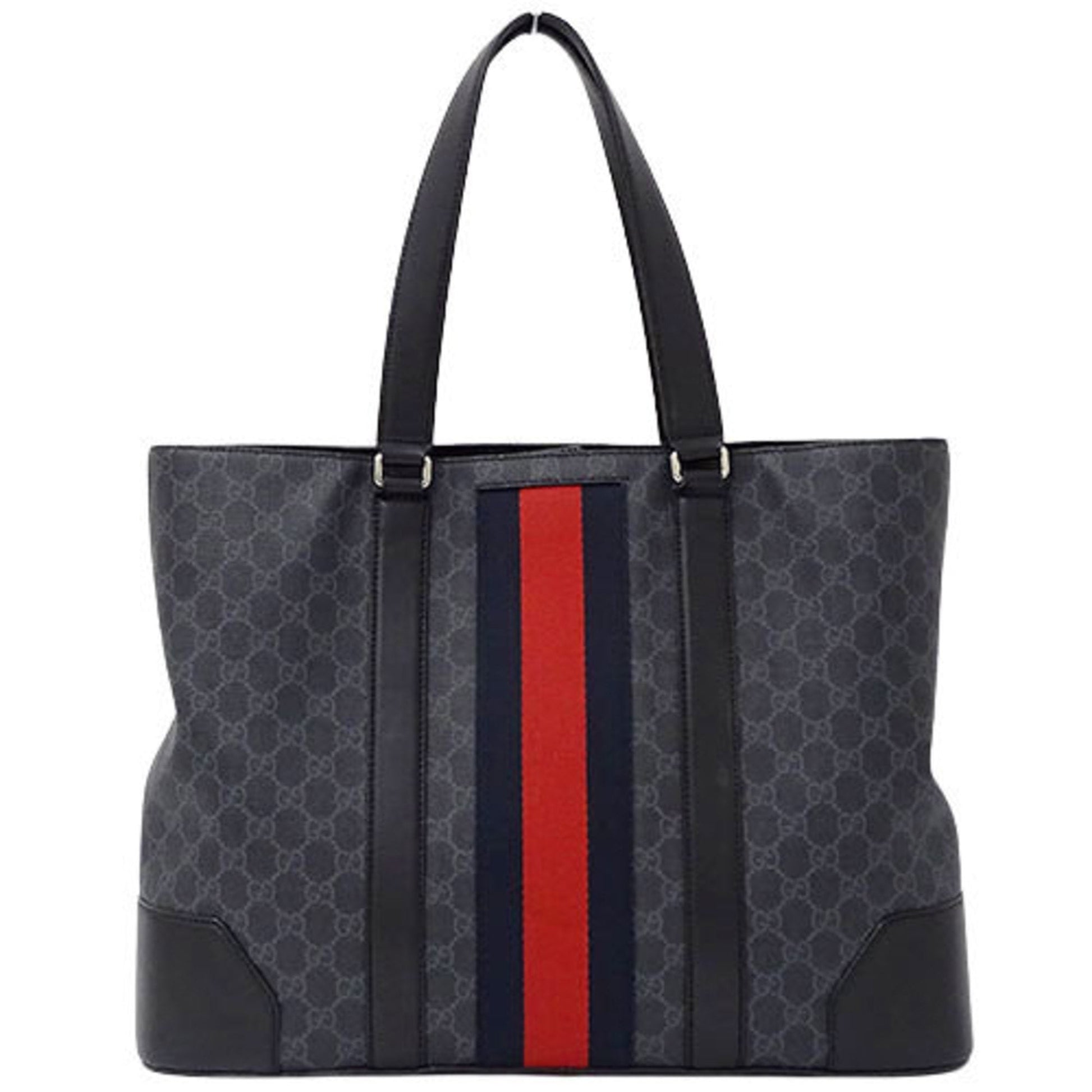 Gucci GG Supreme Black Leather Tote