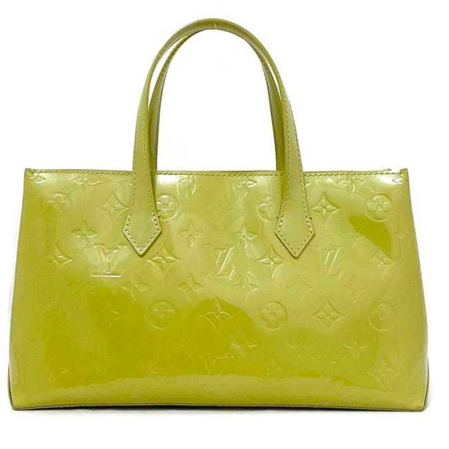 LOUIS VUITTON Handbag Wilshire PM Yellow Green Monogram Vernis Patent Leather M049 Embossed Enamel LV