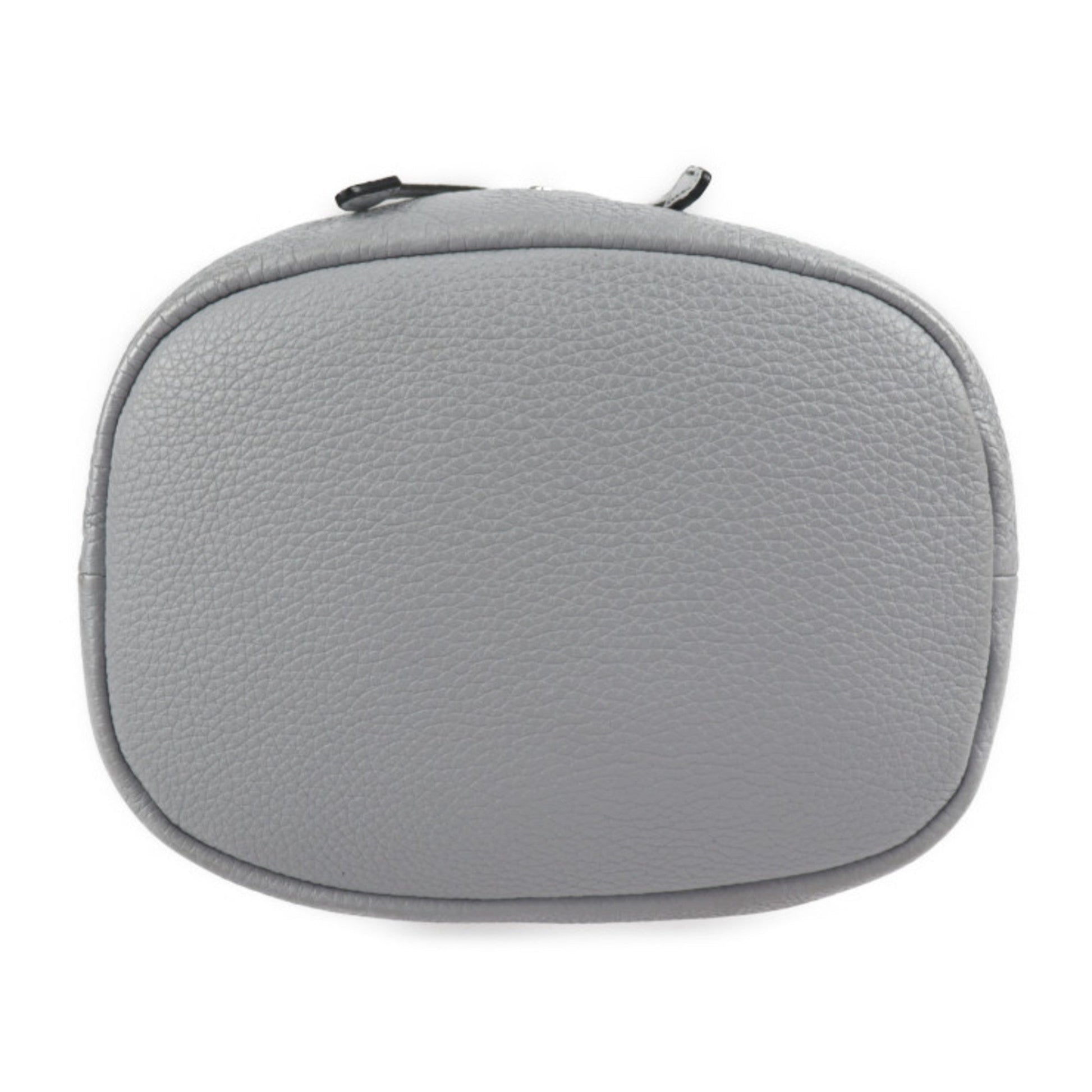 Prada Shoulder Bag Leather Gray Silver Hardware Drawstring Triangle Logo Plate
