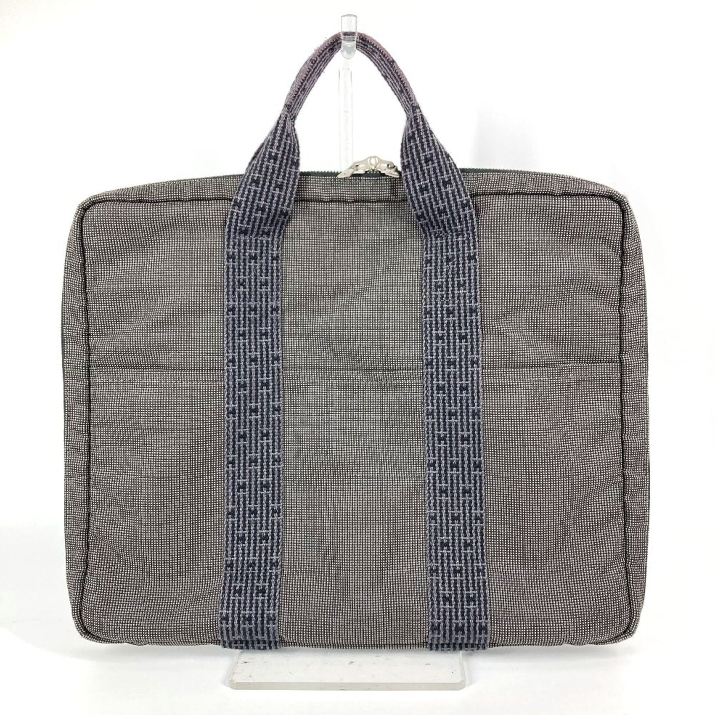 Hermes Gray Canvas Briefcase Handbag ( )