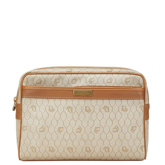 Christian Dior Beige Brown Pvc Leather Clutch Bag ()