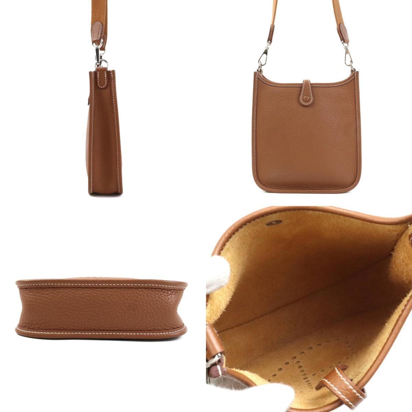 Hermes Gold Taurillon Clemence Leather Shoulder Bag ( )