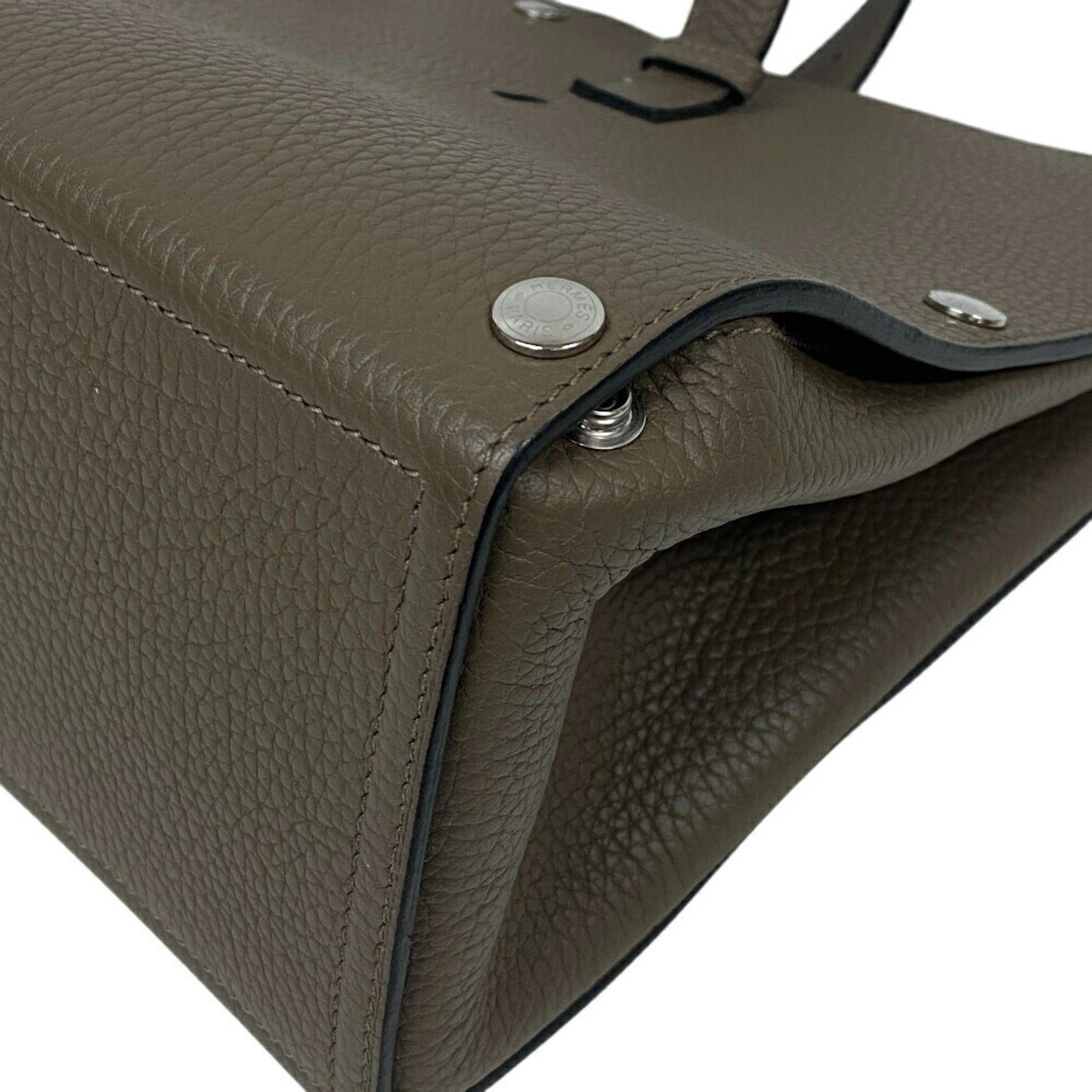 Hermes Etoupe Gray Taurillon Clemence Leather Leather Handbag ( )